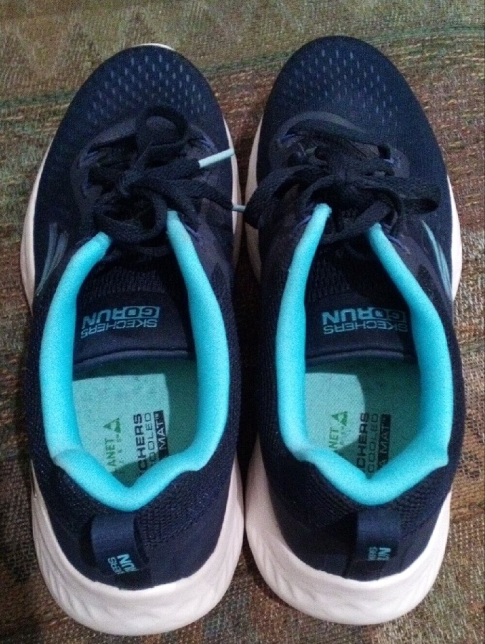 Skechers Navy Athletic Sneakers with Teal Lining - Picture 2 of 9